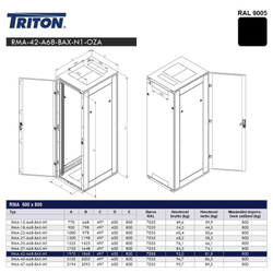 TRITON 19" rozvaděč RMA 42U/600x800 černý