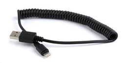 USB A Male/Lightning Male, 1,5m, černý, kroucený