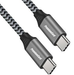 USB-C M/M, 100W 20V/5A 480Mb/s bavlněný oplet, 0,5m