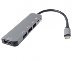 USB-C na HDMI + USB3.0 + 2x USB2.0 + PD(power delivery) adaptér