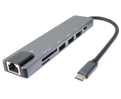 USB-C na HDMI + USB3.0 + USB2.0 + PD + SD/TF + RJ45 adaptér