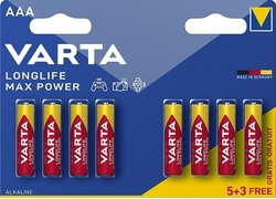 Varta Longlife Max Power, alkalická baterie, typ AAA, 8 ks