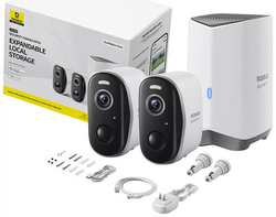Venkovní kamera Baseus Security N1 Plus 2K (sada 2ks+centrální stanice) bílá