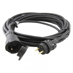 Venkovní prodlužovací kabel 10m / 1 zásuvka / černý / guma / 230 V / 1,5mm2