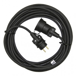 Venkovní prodlužovací kabel 10m / 1 zásuvka / černý / guma / 230 V / 1,5mm2