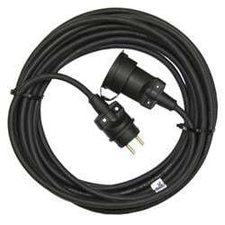 Venkovní prodlužovací kabel 10m / 1 zásuvka / černý / guma / 230 V / 1,5mm2