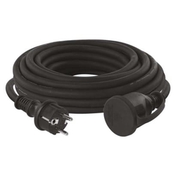 Venkovní prodlužovací kabel 10m / 1 zásuvka / černý / guma-neopren / 230 V / 2,5mm2