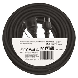 Venkovní prodlužovací kabel 10m / 1 zásuvka / černý / guma-neopren / 230 V / 2,5mm2