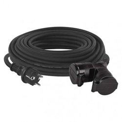 Venkovní prodlužovací kabel 20m / 2 zásuvky / černý / guma / 230 V / 1,5mm2