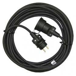 Venkovní prodlužovací kabel 25m / 1 zásuvka / černý / guma / 230 V / 1,5mm2