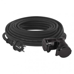 Venkovní prodlužovací kabel 25m / 2 zásuvky / černý / guma / 230 V / 1,5mm2
