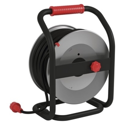 Venkovní prodlužovací kabel na bubnu 50m / 4 zás. / černý / guma-neopren / 230V / 1,5mm2