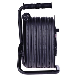 Venkovní prodlužovací kabel na bubnu 50m / 4 zás. / černý / guma-neopren / 230V / 2,5mm2