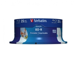 VERBATIM BD-R SL Datalife (25-pack)Blu-Ray/Spindle/6x/25GB Wide Printable 