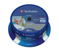 VERBATIM BD-R SL Datalife (25-pack)Blu-Ray/Spindle/6x/25GB Wide Printable 