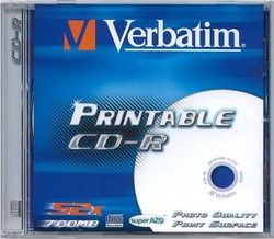 Verbatim CD-R Printable 52x, 700MB, 10 ks (Jewel)
