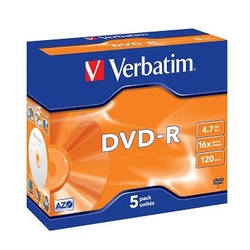 Verbatim DVD-R 4,7GB 16x Jewel (5-pack)