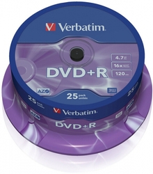 Verbatim DVD+R 4,7GB 16x Matt Silver cake 25 ks
