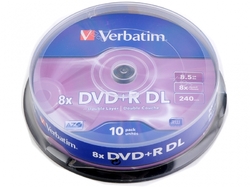 Verbatim DVD+R DL 8x, 8,5GB, 10 ks (Spindl)