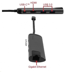 VERBATIM USB-C Multiport HUB, 2x USB 3.0, 1x USB-C, HDMI, LAN, šedá dokovací stanice