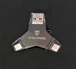 Viking USB Flash disk 3.0 4v1 s koncovkou Lightning/Micro USB/USB/USB-C, 32 GB, černá