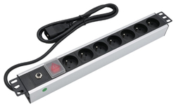 XtendLan 19'' rozvodný panel 7x 230V, ČSN, s proudovou ochranou, vypínačem a koncovkou 16A/C20, 1,8 m