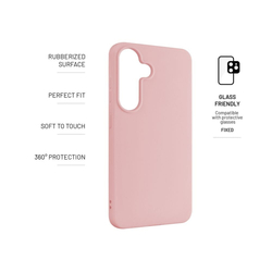 Zadní pogumovaný kryt FIXED Story pro Samsung Galaxy S25, růžový