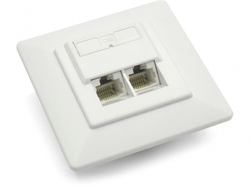 DATACOM Datová zásuvka UTP CAT5E 2xRJ45 pod omítku 45st. bílá