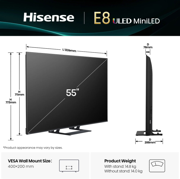 55" HISENSE 55E8Q (2025)