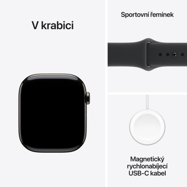 Apple Watch Series 11 GPS + Cellular 46mm Titanium + Black Sport Band - S/M