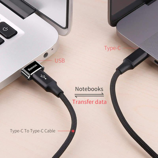 Baseus adaptér USB samec na USB-C samice 3A, černá