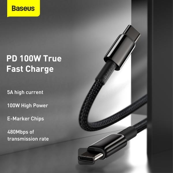 Baseus rychlonabíjecí / datový kabel USB-C na USB-C 100W 2m, černá
