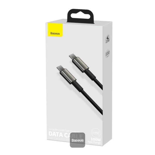 Baseus Tungsten Gold rychlonabíjecí / datový kabel USB-C na USB-C 100W 1m, černá
