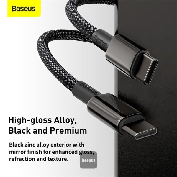 Baseus Tungsten Gold rychlonabíjecí / datový kabel USB-C na USB-C 100W 1m, černá