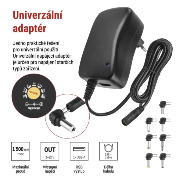 EMOS Univerzální pulzní USB napájecí zdroj 1500 mA s hřebínkem
