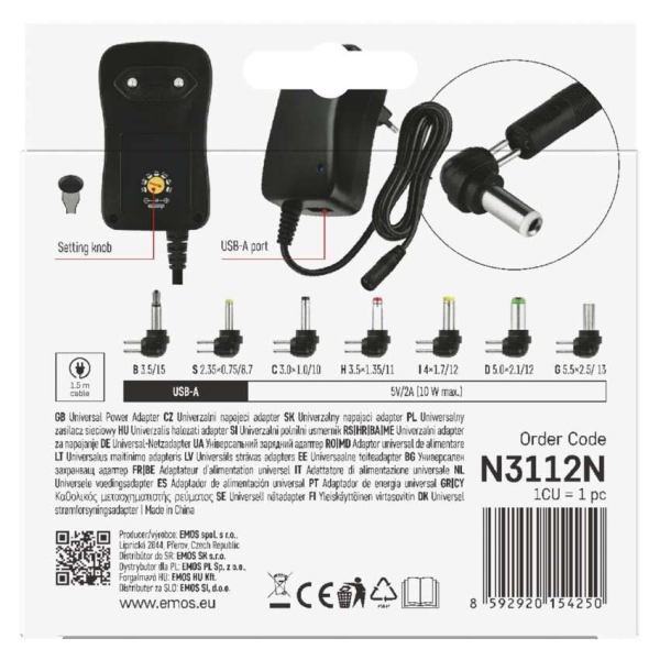 EMOS Univerzální pulzní USB napájecí zdroj 1500 mA s hřebínkem