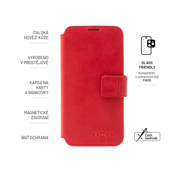 Kožené pouzdro typu kniha FIXED ProFit pro Samsung Galaxy A34 5G, červené
