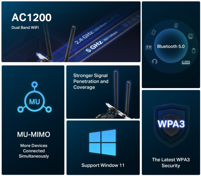 MERCUSYS MA30E Wi-Fi a Bluetooth PCI Express adaptér