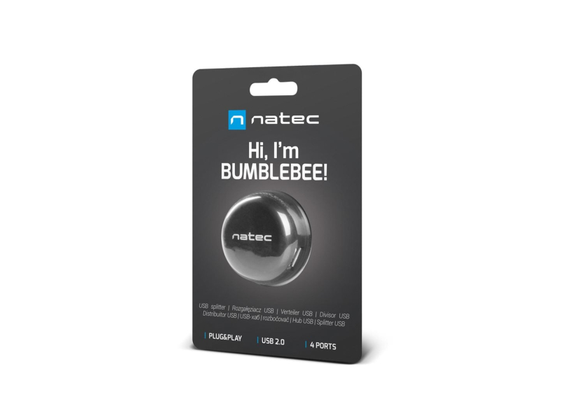 Natec rozbočovač Bumblebee, 3x USB 2.0 HUB, černý