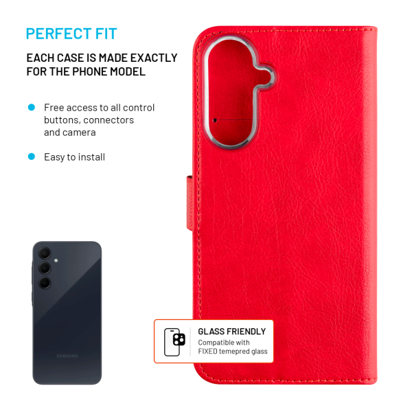 Pouzdro typu kniha FIXED Opus pro Samsung Galaxy A36 5G/A56 5G, červené