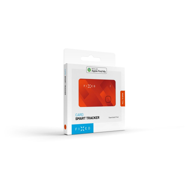 Smart tracker FIXED Tag Card s podporou Find My, bezdrátové nabíjení, oranžový