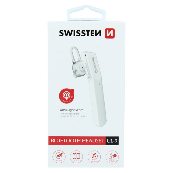 Swissten Bluetooth headset UL-9, bílý