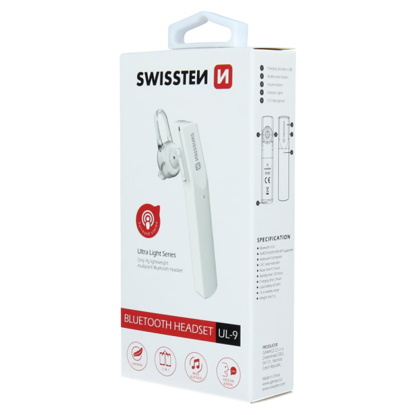 Swissten Bluetooth headset UL-9, bílý