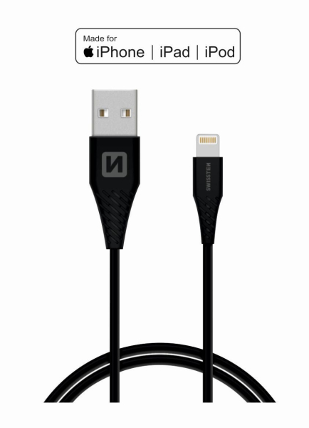 Swissten kabel TPE USB / Lightning MFi, černý