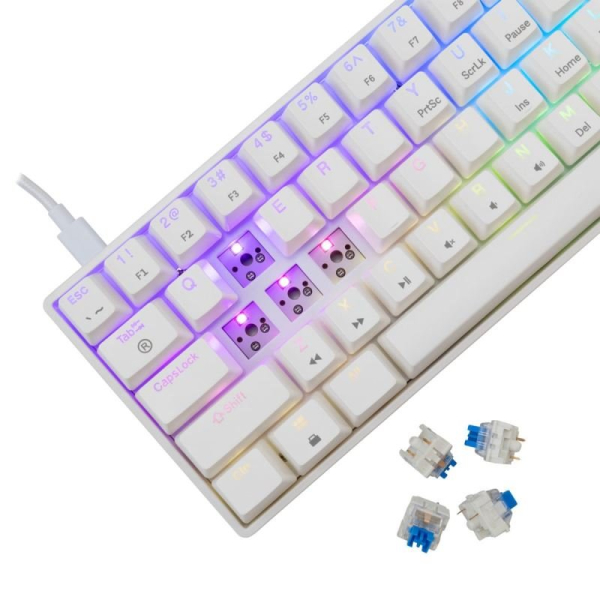 White Shark SHINOBI 2, bílá (US + modré switche)